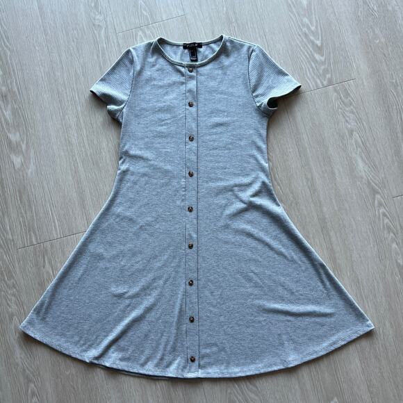 Publik Dress Small Gray Fit And Flare Casual Decorative Button Front - Picture 11 of 11